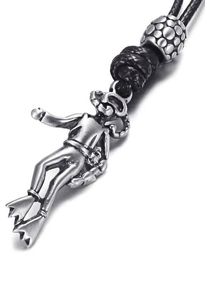 Firetti Herren Kette mit Anhänger "Schmuck Geschenk Taucher", Edelstahl-Textil, L: 90cm, schwarz, Edelstahl, Textil, Halsketten