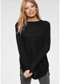 Aniston CASUAL Damen Rundhalspullover, schwarz, modisch, Gr. 36, unifarben, Strukturmuster, Feinstrick, Obermaterial: 100% Polyacryl, Pullover, mit