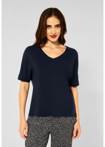 Street One Damen T-Shirt, blau, casual, Gr. 34, unifarben, Stoff, Vorderseite: 100% Viskose; Rückseite: 95% Viskose, 5% Elasthan, Shirts, mit