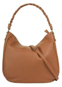 Samantha Look Damen Henkeltasche, braun, Leder, unifarben, leicht glänzend, Taschen, echt Leder, Made in Italy