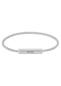 BOSS Herren Armband "Schmuck Edelstahl Armschmuck Stahlseil ALEK", Edelstahl, silber, Edelstahl, Armbänder