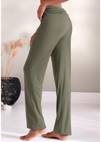 Buffalo Damen Haremshose, Gr. 36, grün, Web, Obermaterial: 100% Viskose, unifarben, modisch, Hosen, mit gerafftem Umschlagbund