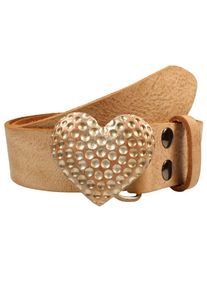 Damen Ledergürtel, braun, casual,modisch, Gr. 100, RETTUNGSRING BY SHOWROOM 019, unifarben, Leder, Gürtel, mit austauschbarer Schließe »Golfherz Rosa«