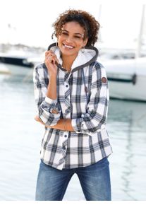 Casual Looks Damen Flanellbluse, blau, Gr. 40, gemustert, kariert, mehrfarbig, 100% Baumwolle, Kapuze:100% Polyester, Blusen
