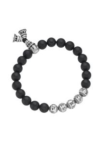 Herren Armband "schwarze Achatkugeln matt, tibetische Glücks-Symbole, Silber 925", Onesize, Silber 925 (Sterlingsilber), schwarz, Giorgio Martello