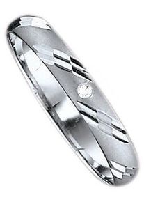 Firetti Trauring "Schmuck Geschenk Gold 375 Hochzeit Ehering "LIEBE"", 17,5, 0,01 ct SI = kleine Einschlüsse mit Brillant, Weißgold 375, 3,0mm, weiß,