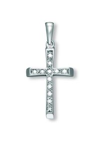 ONE ELEMENT Damen Ketten-Anhänger "Zirkonia Kreuz Anhänger aus 333 Weißgold", Damen, Weißgold 333, silber, Weißgold 333, Schmuckanhänger, Damen Gold