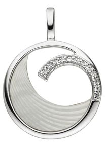 Jobo Damen Ketten-Anhänger "Anhänger mit Perlmutt Einlage und 12 Zirkonia", Silber 925 (Sterlingsilber), silber, Silber 925 (Sterlingsilber),