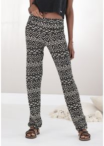 Buffalo Damen Haremshose, Gr. 36, schwarz, Web, Obermaterial: 100% Viskose, bedruckt, modisch, Hosen, mit gerafftem Umschlagbund