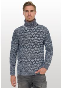 Rusty Neal Herren Strickpullover, blau, casual, Gr. M, unifarben, 70% Polyacryl, 30% Baumwolle, Pullover, mit angesagtem Karo-Design