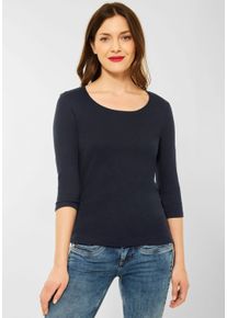 Street One Damen 3/4-Arm-Shirt "Style Pania", blau, Basic, Gr. 46, unifarben, Jersey, Obermaterial: 50% Baumwolle, 50% Modal, Shirts, mit extra