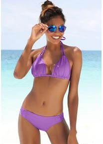 s.Oliver Damen Triangel-Bikini-Top "Spain", lila, Gr. 34, unifarben, Microfaser, Microfaser, Bikini-Oberteile, mit Raffung und Doppelträger