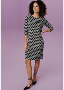 Damen Jerseykleid, schwarz-weiß, elegant, Gr. 44, Aniston SELECTED, Jacquardmuster, Jersey, Sweatware, Obermaterial: 65% Polyester, 32% Viskose, 3%