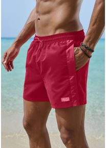 H.I.S. H.I.S Herren Badeshorts, rot, Gr. S, unifarben, kontrastfarbene Details, Recycling-Polyester, Badehosen