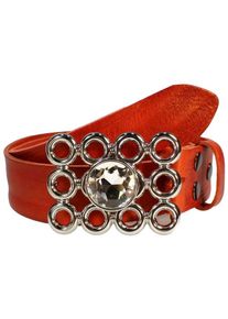 Damen Ledergürtel, rot, modisch, Gr. 80, RETTUNGSRING BY SHOWROOM 019, unifarben, Leder, Gürtel, mit austauschbarer Schließe »Strassstein Auf