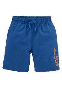 s.Oliver Kinder Badeshorts "Philip Kids", blau, Gr. 158, unifarben, kontrastfarbene Details, Polyester, Badehosen, im schlichten Design
