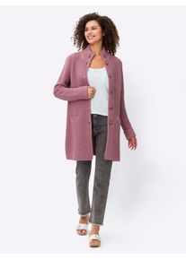 Heine Damen Longstrickjacke, rosa, Gr. 44, unifarben, 85% Polyacryl, 15% Wolle, Strickjacken