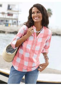 Casual Looks Damen Schlupfbluse, orange, Gr. 36, gemustert, kariert, mehrfarbig, 100% Baumwolle, Blusen