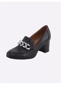 Heine Damen Pumps, Gr. 36, schwarz, Leder, Glattleder, modisch, Schuhe