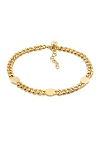 Elli Premium Damen Armband "Panzerkette Chunky Chain Plättchen Disc 925 Silber", 16cm, ohne Stein, Silber 925 (Sterlingsilber), gold, Silber 925