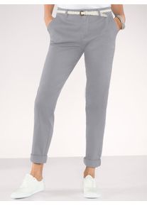 Inspirationen Damen Boyfriend-Hose, grau, Gr. 38, unifarben, 96% Baumwolle, 4% Elasthan, Hosen