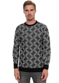 Rusty Neal Herren Strickpullover, schwarz, Gr. XL, unifarben, 70% Polyacryl, 30% Baumwolle, Pullover, in tollem Karo-Design