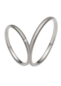 Firetti Trauring "Schmuck Geschenk Gold 375 Hochzeit Ehering "LIEBE"", 56, 0,015 ct SI = kleine Einschlüsse mit Brillant, Weißgold 375, 2,0mm, weiß,