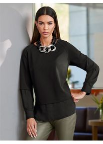 Heine Damen Langarmbluse, schwarz, Gr. 36, unifarben, 97% Polyester, 3% Elasthan, Blusen
