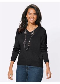 Casual Looks Damen V-Ausschnitt-Pullover "Pullover", schwarz, Gr. 40, unifarben, meliert, 50% Baumwolle, 50% Polyacryl, Pullover