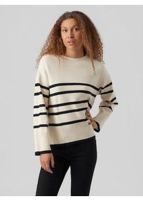 Véro Moda VERO MODA Damen Rundhalspullover "VMSABA LS O-NECK STRIPE PULLOVER GA NOOS", schwarz, modisch, Gr. XXL, Feinstrick, Obermaterial: 50% Viskose, 28%
