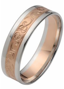 Firetti Trauring "Schmuck Geschenk Gold 375 Hochzeit Ehering "LIEBE" Ranke", 22, ohne Brillant, Roségold 375-Weißgold 375, 6mm, rosa, Rosu00e9gold