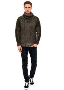 Rusty Neal Herren Strickpullover, grün, casual, Gr. S, unifarben, 70% Polyacryl, 30% Baumwolle, Pullover, mit hochabschließendem Kragen
