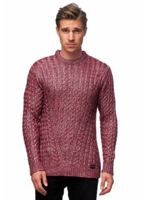 Rusty Neal Herren Strickpullover, rot, casual, Gr. L, unifarben, 65% Polyacryl, 25% Baumwolle, 10% Wolle, Pullover, mit trendigem Zopfmuster