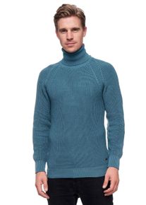 Rusty Neal Herren Rollkragenpullover, blau, casual, Gr. S, unifarben, 50% Baumwolle, 50% Polyacryl, Pullover, mit kuscheligem Rollkragen