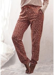 Vivance Dreams Damen Pyjamahose, Gr. 32, rot, Single Jersey, Obermaterial: 50% Baumwolle, 50% Viskose, geblümt, gemustert, mehrfarbig, casual, Hosen,