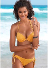 Buffalo Damen Push-Up-Bikini, gelb, Gr. 34, Strukturmuster, Polyamid, Bikini-Sets, mit modischer Struktur