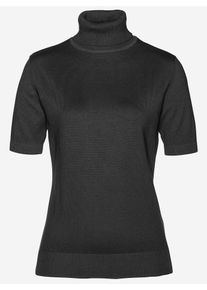 CRÉATION L CREATION L Damen Kurzarmpullover "Pullover", schwarz, Gr. 38, unifarben, 50% Baumwolle, 50% Polyacryl, Pullover
