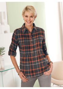 Classic Basics Damen Longbluse, rosa, Gr. 50, gemustert, kariert, 100% Baumwolle, Blusen