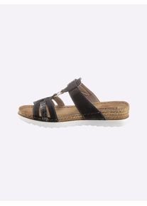 Fischer Damen Pantolette, Gr. 38, schwarz, Lederimitat, modisch, Schuhe
