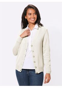 Casual Looks Damen Strickjacke, weiß, Gr. 40, unifarben, 50% Baumwolle, 50% Polyacryl, Strickjacken