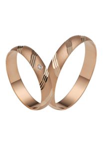 Firetti Trauring "Schmuck Geschenk Gold 375 Hochzeit Ehering "LIEBE"", 62, 0,01 ct SI = kleine Einschlüsse mit Brillant, Roségold 585, 4,0mm, rosa,