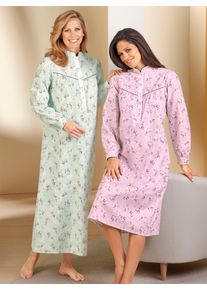 Comtessa Damen Nachthemd "Nachthemd", Gr. 36, rosa, Flanell, 100% Baumwolle, geblümt, gemustert, Kleider