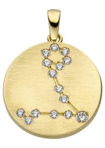 Jobo Damen Sternzeichen-Anhänger "Sternzeichen Fische", Gelbgold 333, gold, Gelbgold 333, Schmuckanhänger, 333 Gold matt mit 15 Zirkonia