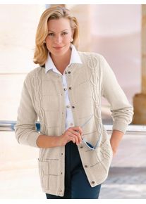 Classic Basics Damen Ajourstrickjacke, beige, Gr. 40, unifarben, 100% Polyacryl, Strickjacken