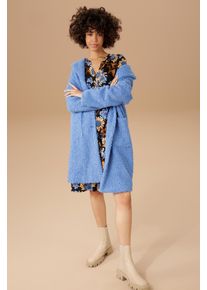Aniston CASUAL Damen Kurzmantel, blau, modisch, Gr. 48, unifarben, Strukturmuster, Plüsch, Web, Obermaterial: 100% Polyester. Futter: 100% Polyester,