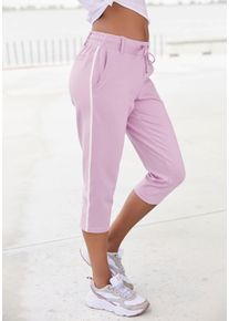 Lascana Damen Caprihose, Gr. 34, rosa, Obermaterial: 70% Viskose, 25% Polyamid, 5% Elasthan, unifarben, modisch, Hosen, mit seitlichen Streifen,