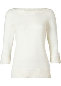 Casual Looks Damen 3/4 Arm-Pullover "Pullover", weiß, Gr. 40, unifarben, meliert, 50% Baumwolle, 50% Polyacryl, Pullover