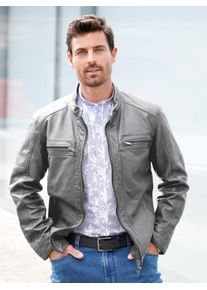 Marco Donati Herren Lederjacke, grau, Gr. 50, unifarben, 100% Leder, Jacken