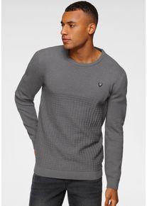 Bruno Banani Herren Strickpullover, grau, casual, Gr. L, meliert, Obermaterial: 50% Baumwolle, 50% Polyacryl, Pullover, mit modischer Struktur