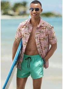 s.Oliver Herren Badeshorts, grün, Gr. S, unifarben, kontrastfarbene Details, Microfaser, Polyester, Microfaser, Badehosen, mit komplementärem